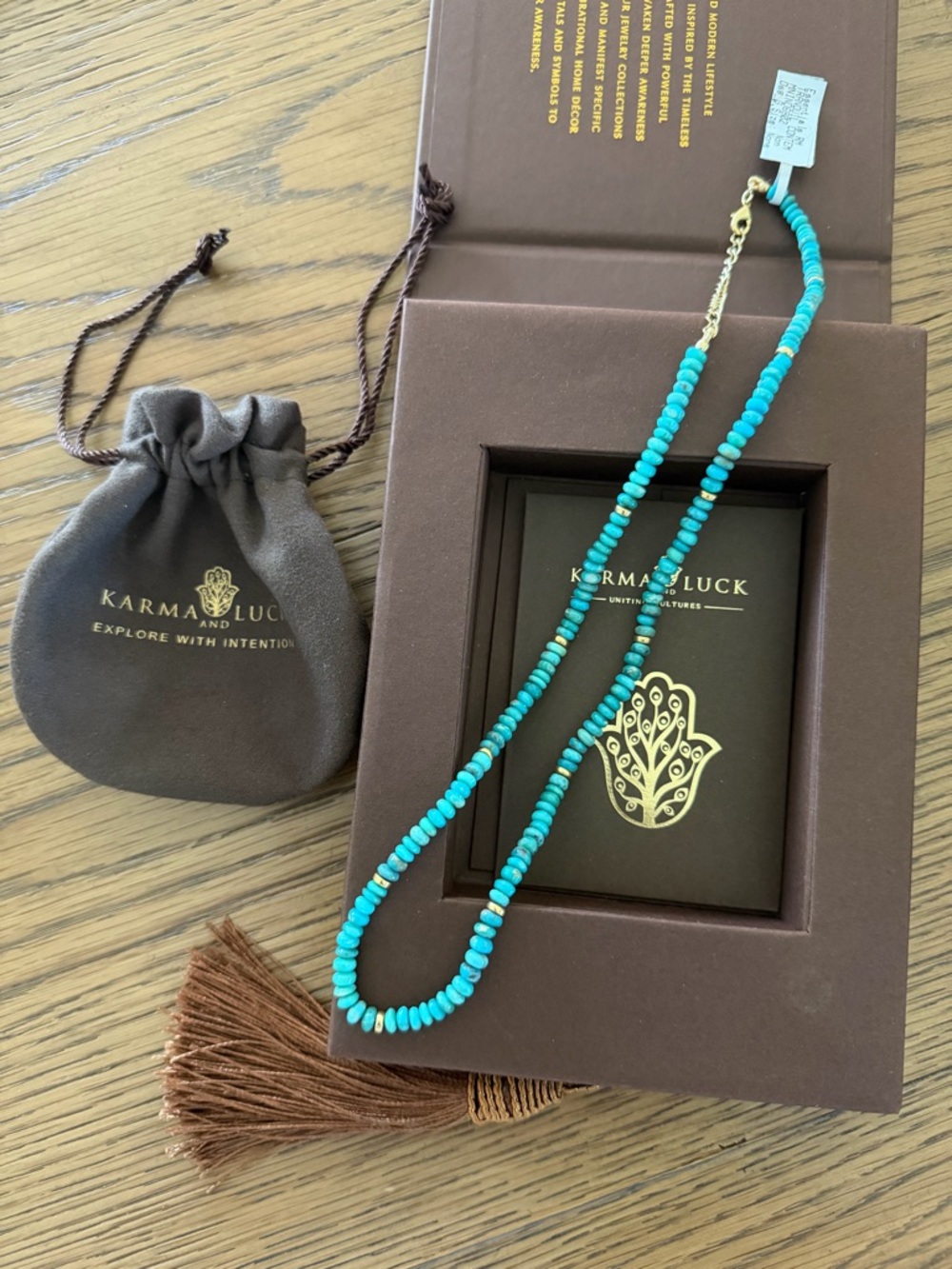 Karma and Luck Turquoise Bead Necklace NWT